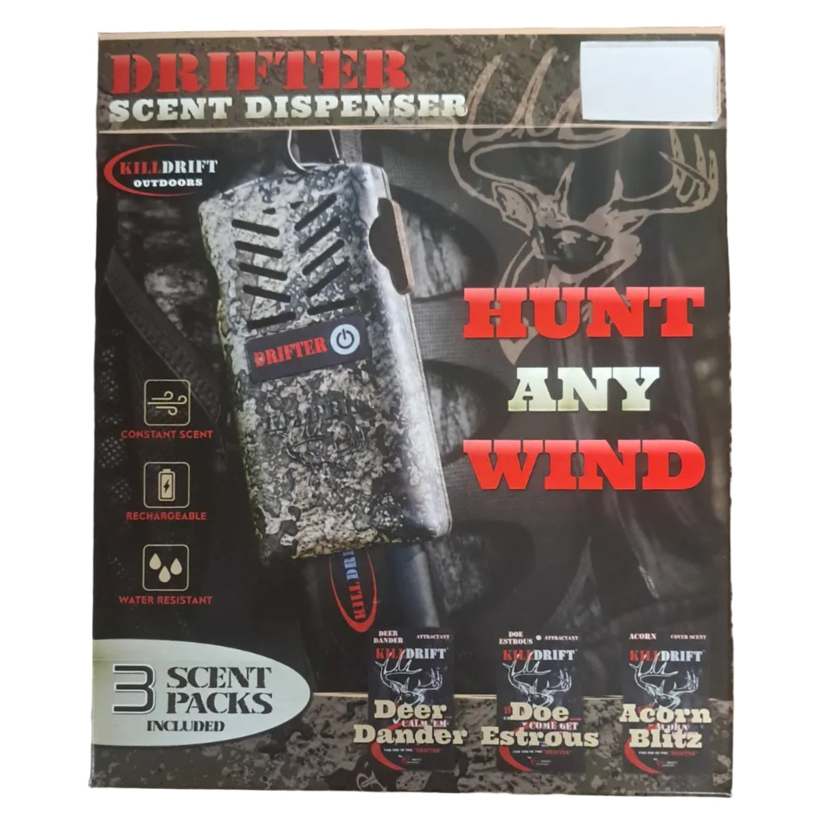 Killdrift Drifter Gen2 Rechargeable Heated Scent Dispersal System Combo for Hunters