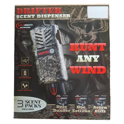 Killdrift Drifter Gen2 Rechargeable Heated Scent Dispersal System Combo for Hunters