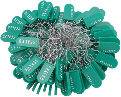 Padlock Metal Wire Security Seal Pack of 1000 Green Made In USA