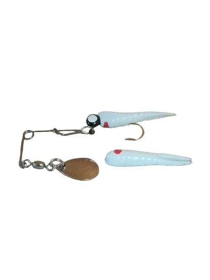 Betts Spin White Red Split Tail Grub 1/32 oz