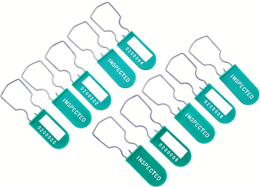 Green Inspector Inspection Tags Plastic Padlock Security Seal Marked Inspected (10 Pack)