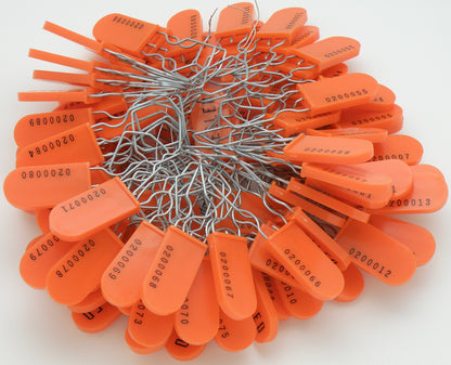 Plastic Wire Padlock Security Seals Sequentially Numbered (Pack of 100)