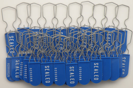 Plastic Wire Padlock Electric Meter Security Seals Sequentially Numbered Blue Pack of 50