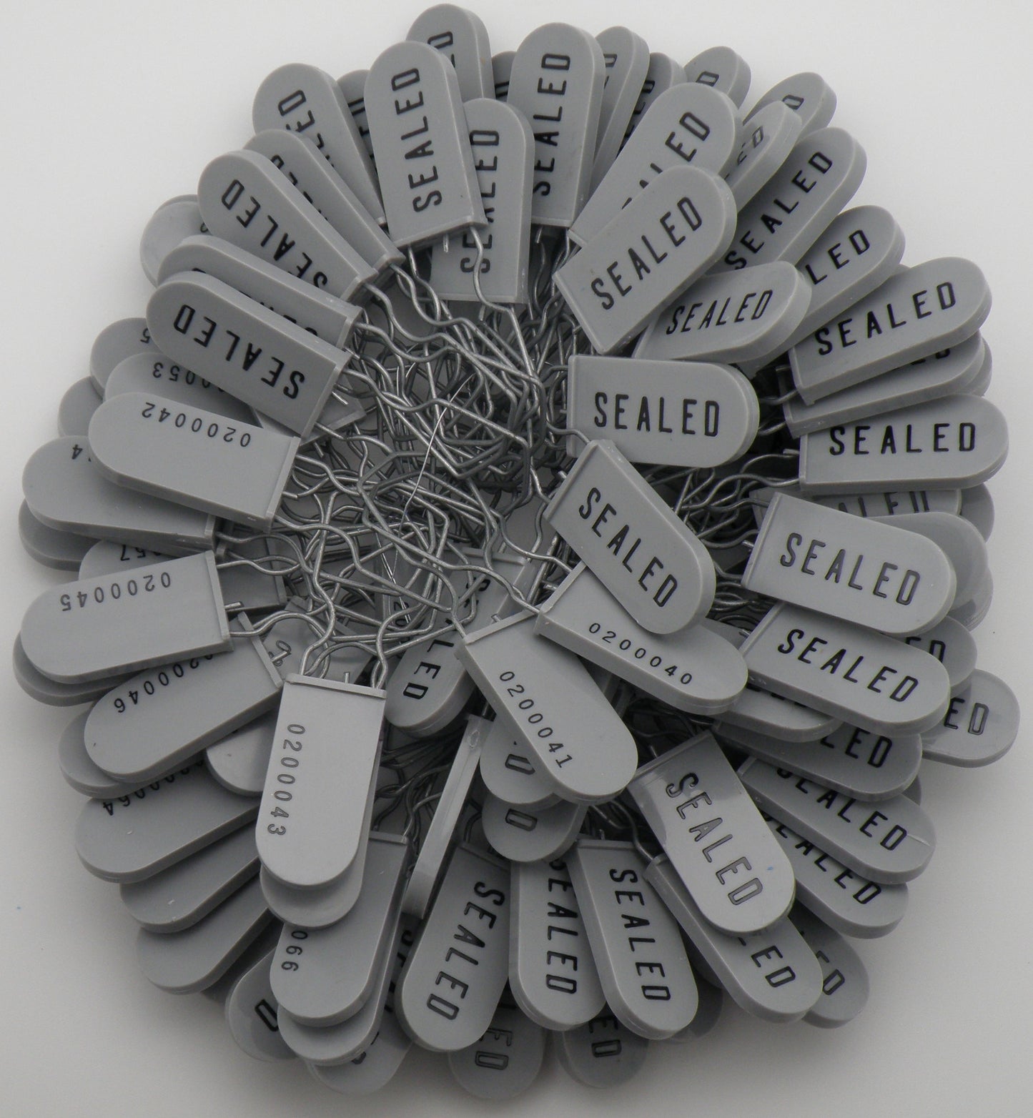 Plastic Wire Padlock Electric Meter Security Seals Sequentially Numbered Grey Pack of 100