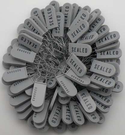 Plastic Wire Padlock Electric Meter Security Seals Sequentially Numbered Grey Pack of 100