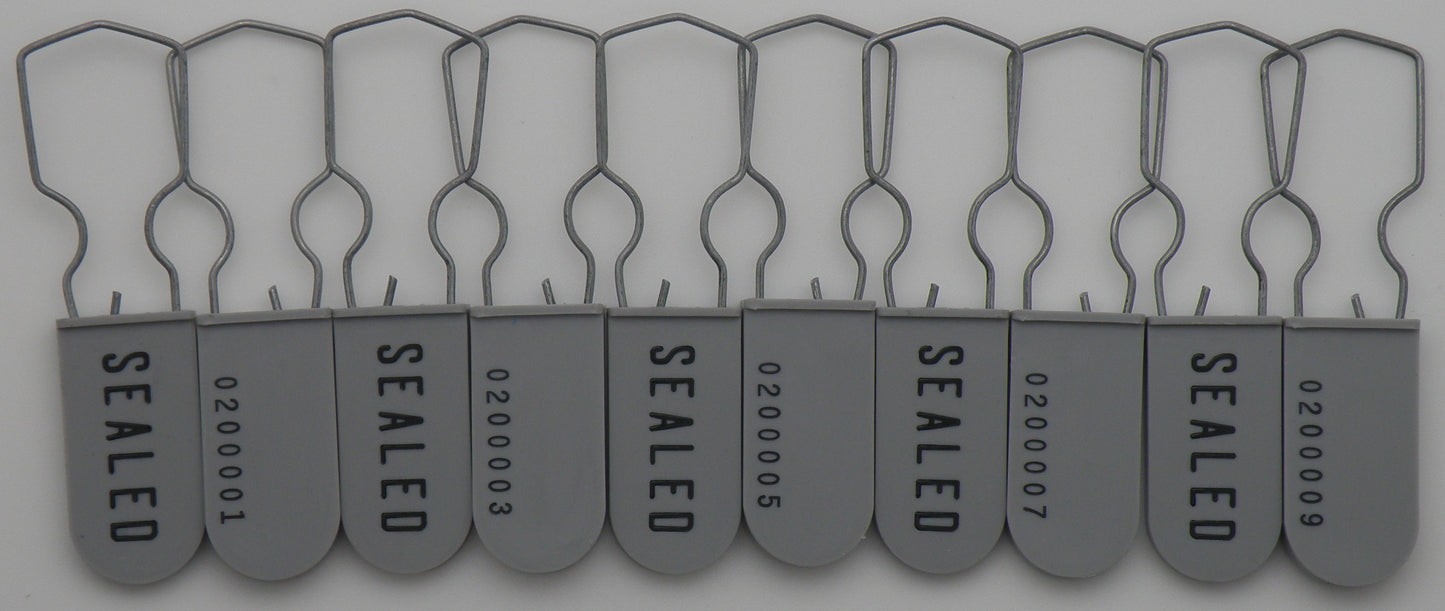 Plastic Wire Padlock Electric Meter Security Seals Sequentially Numbered Grey Pack of 10