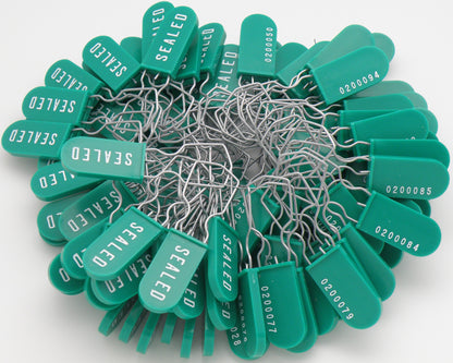 Padlock Metal Wire Security Seal Pack of 1000 Green Made In USA