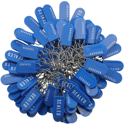 Plastic Wire Padlock Electric Meter Security Seals Sequentially Numbered Blue Pack of 100