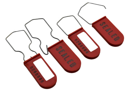 Red Plastic Padlock Security Seal Scored Tool-less Hand Removal 10 Pack