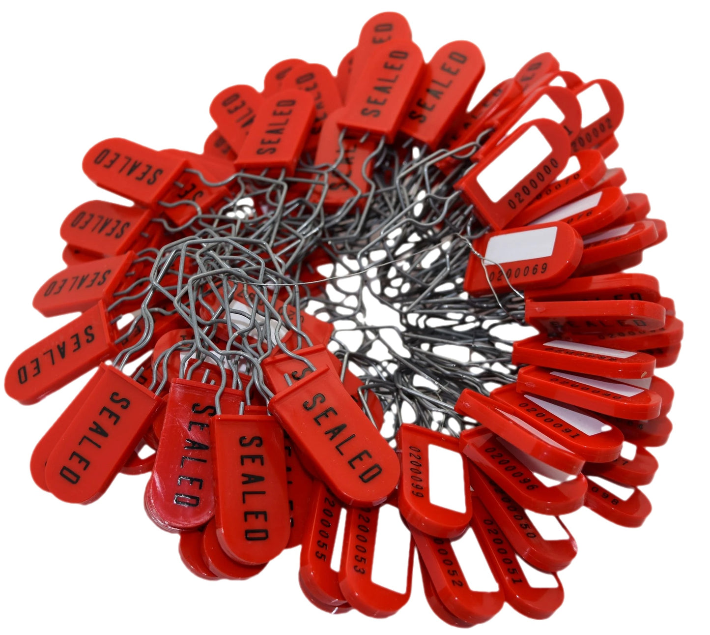 Red Plastic Padlock Security Seal Scored Tool-less Hand Removal 100 Pack